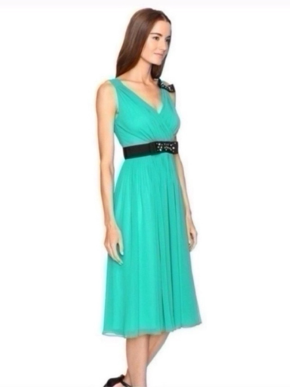 NEW Kate Spade Emerald Ring Green Chiffon Dress - Picture 13 of 14